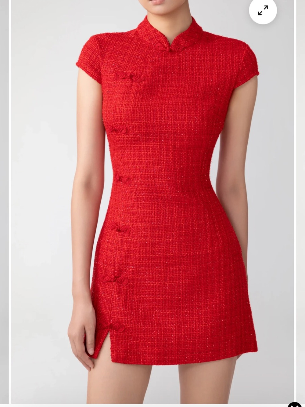 SAU LEE NATASHA TWEED MINI DRESS RED